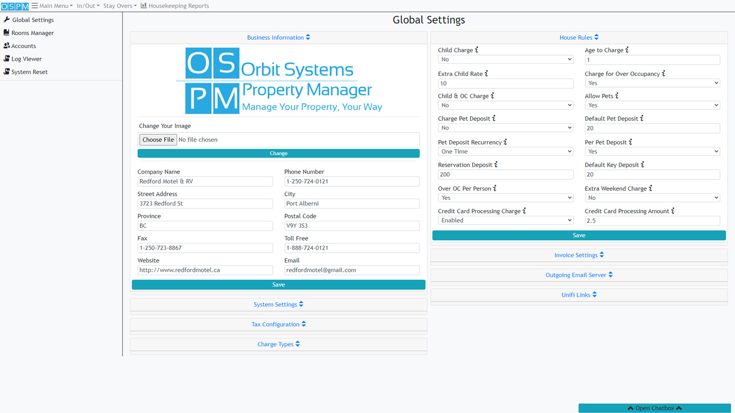 OSPM Settings Screen